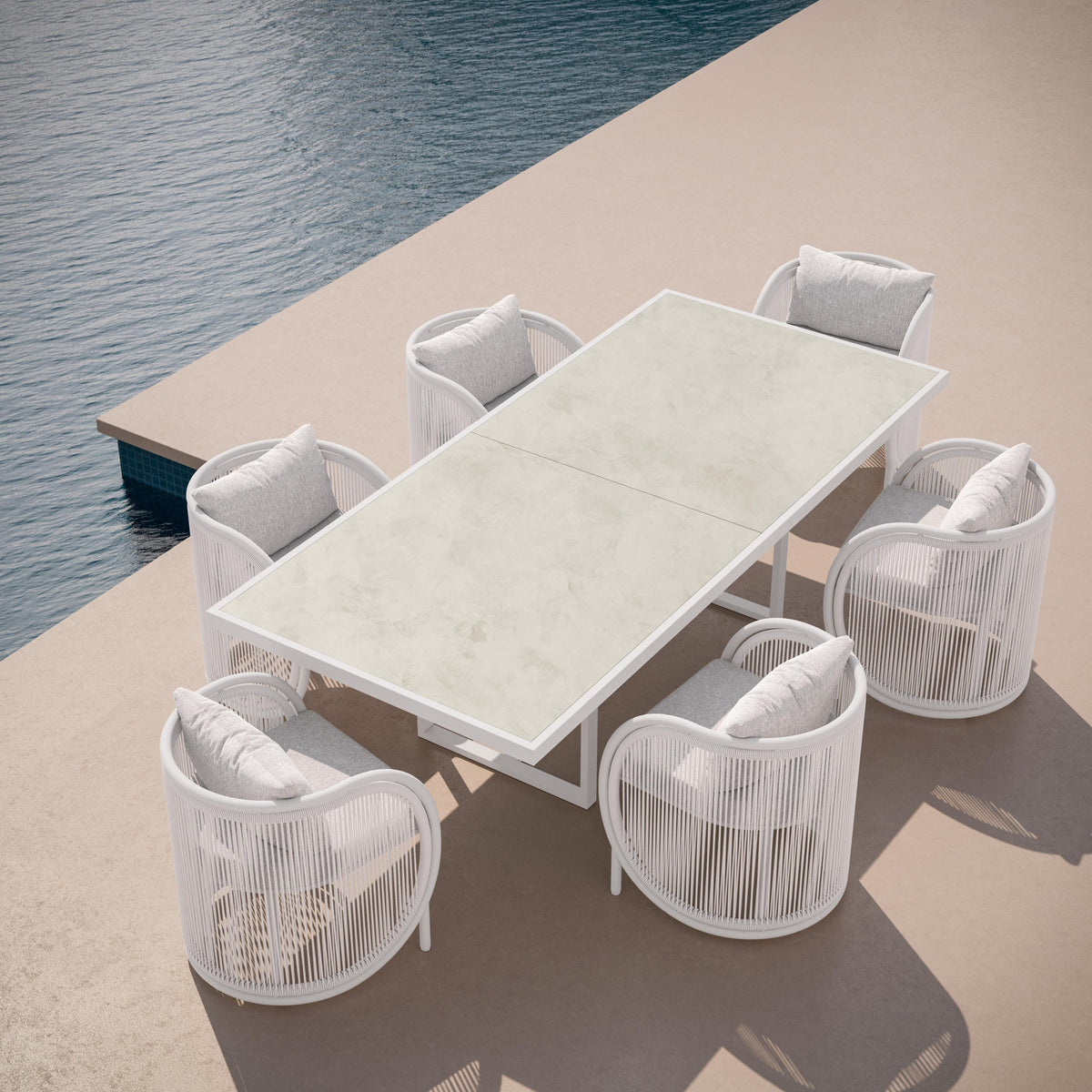 Pavia | 96" Dining Table - White - Dekton Top Dining Tables Azzurro Living