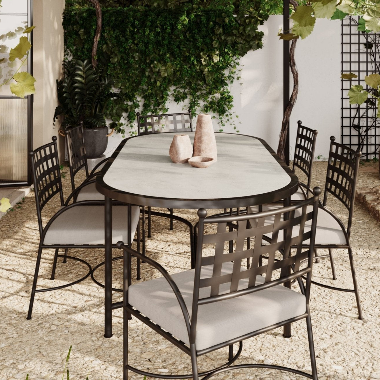 Athens | 96" Oval Dining Table - Dekton Top Dining Tables Azzurro Living