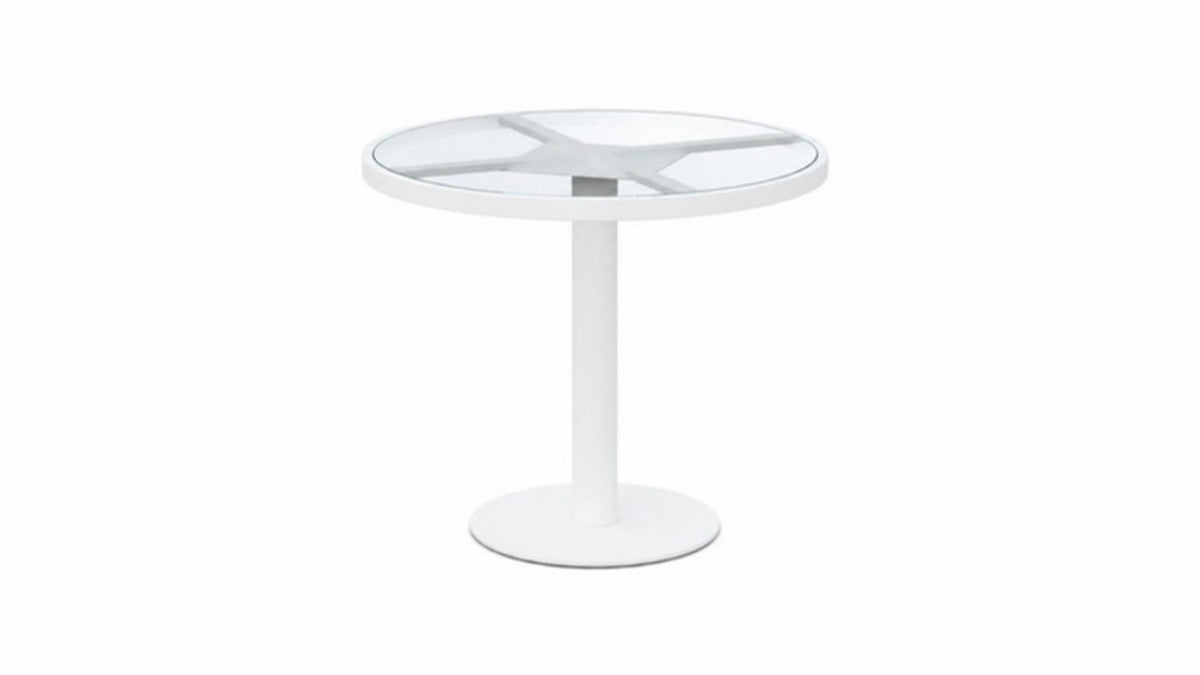 Bordeaux dining table white with clear glass top