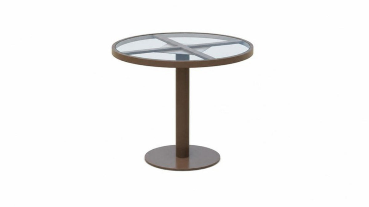 Bordeaux dining table bronze with clear glass top
