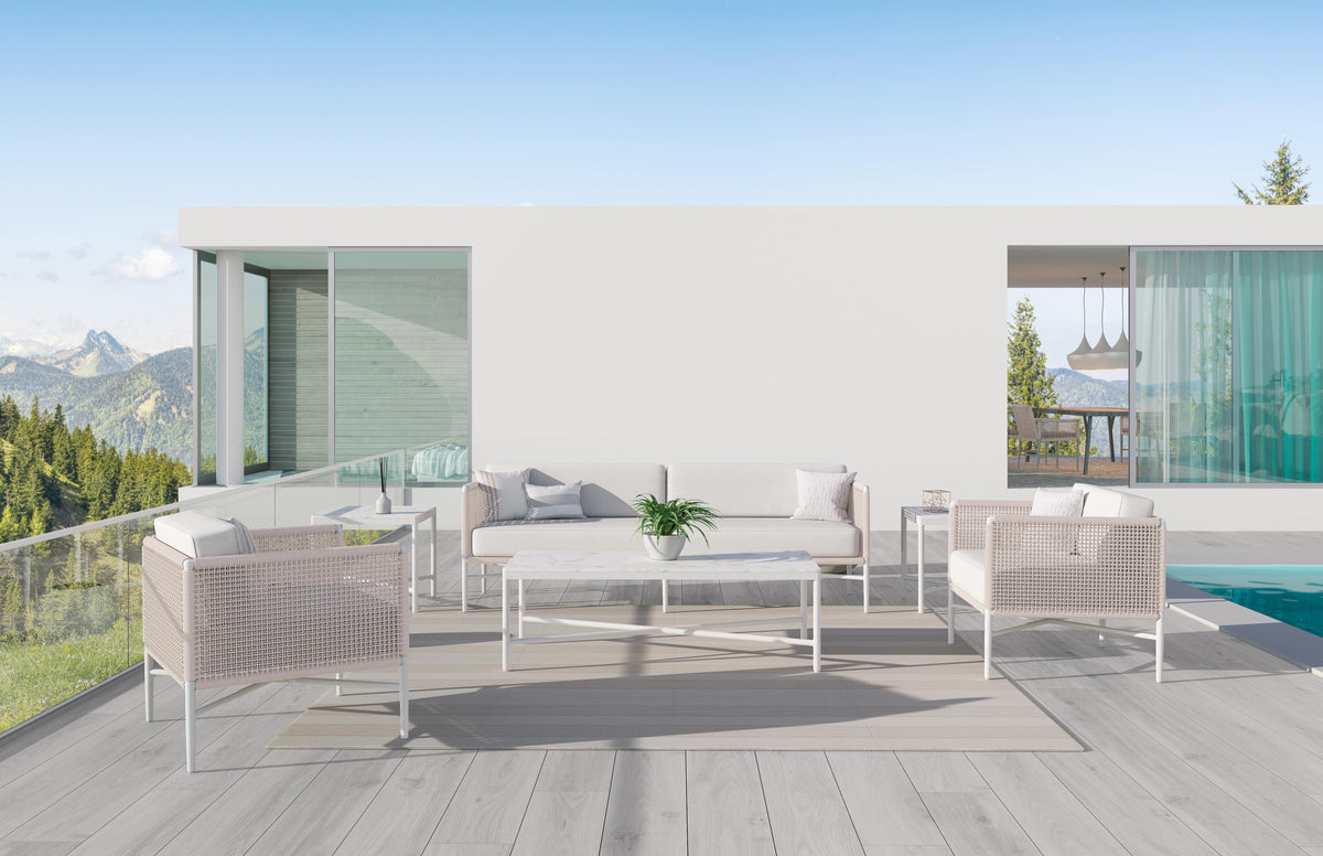 Corsica outdoor seating set on a terrace with mountain views