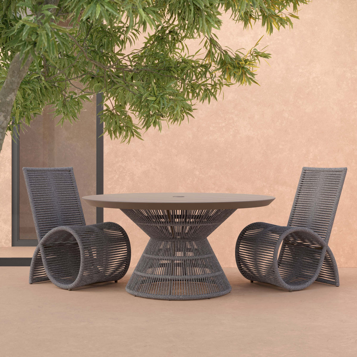 Captiva 60in Dining Table in Bronze set with dining chairs