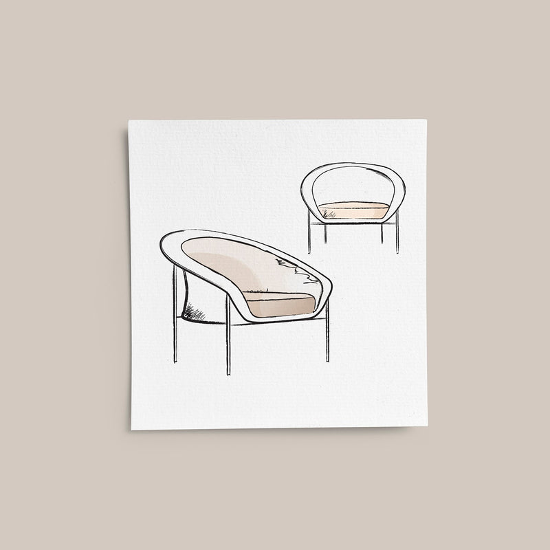 Hand sketch of the Cove club chair