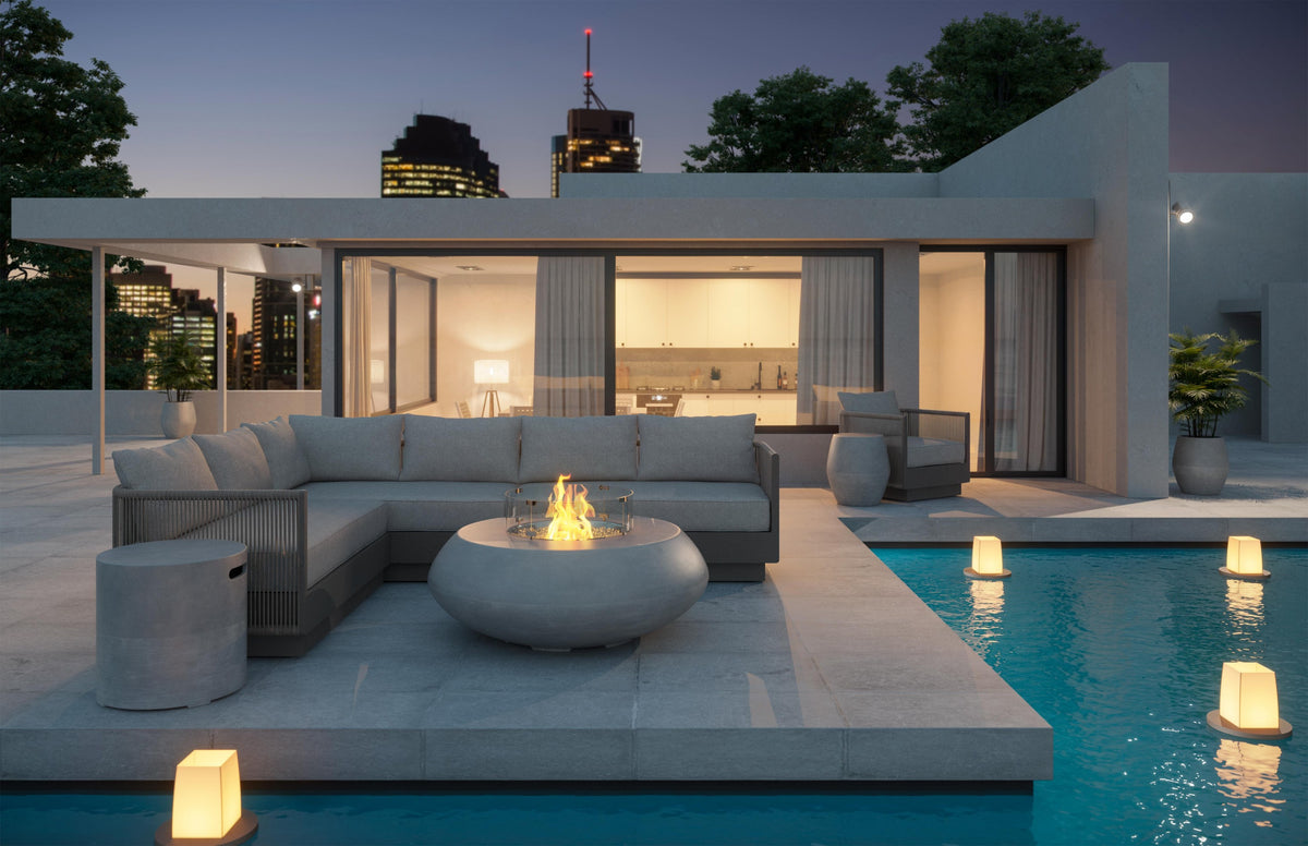Porto collection in Charcoal, styled outdoors