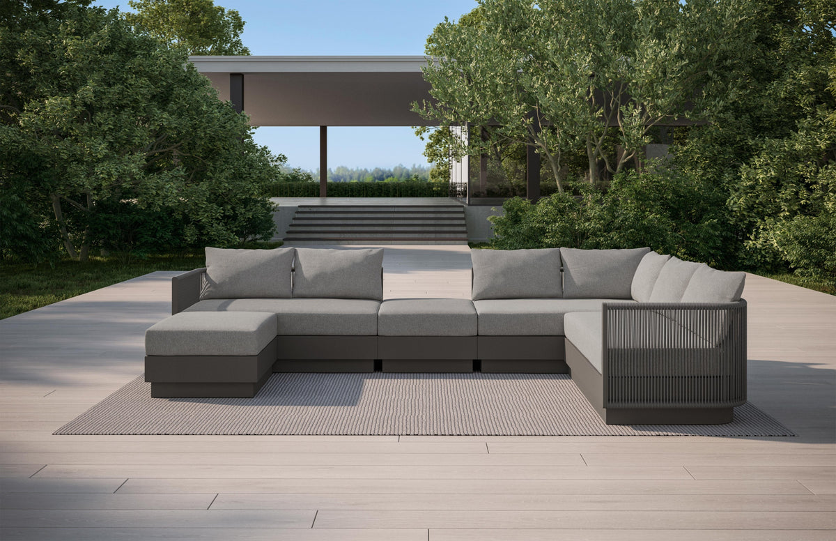 Porto collection in Charcoal, styled outdoors