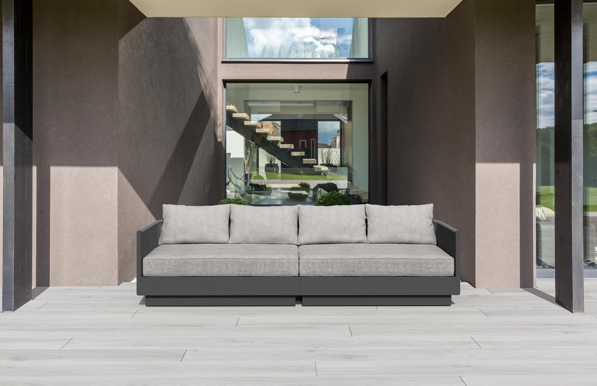 Porto collection in Charcoal, styled outdoors
