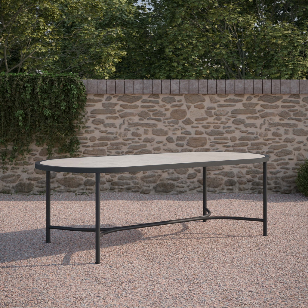 Athens | 96" Oval Dining Table - Dekton Top Dining Tables Azzurro Living