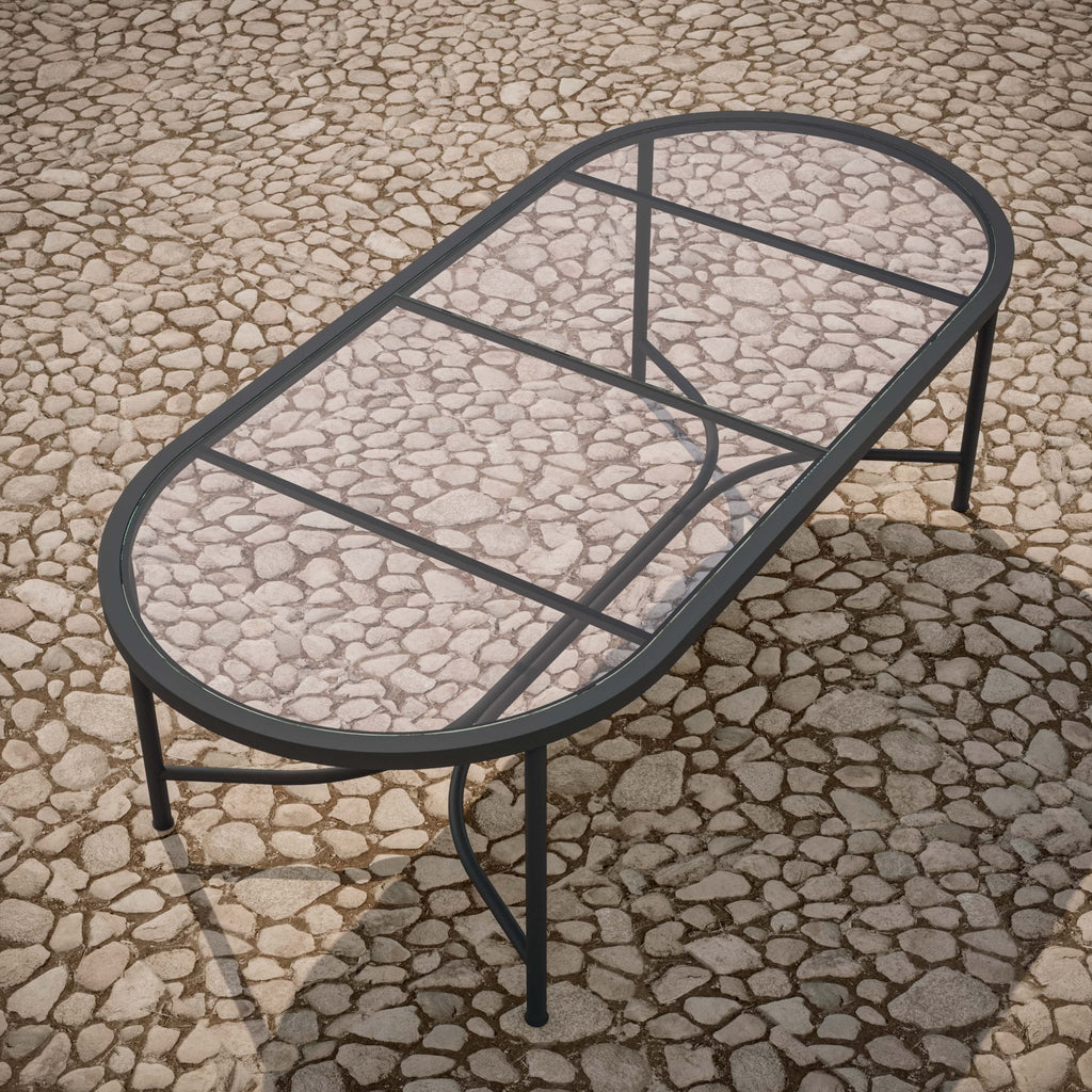Athens | 96" Oval Dining Table - Glass Top Dining Tables Azzurro Living