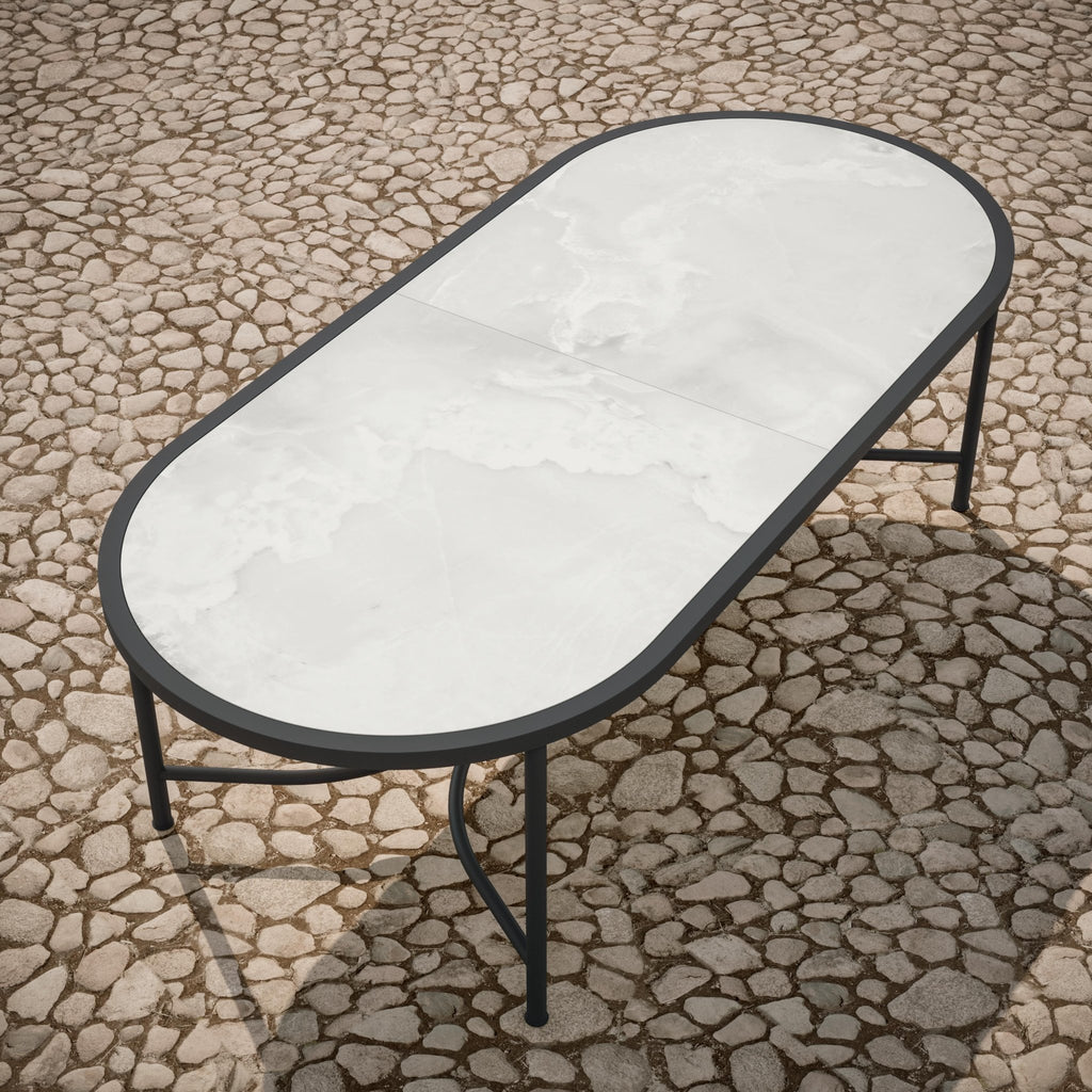 Athens | 96" Oval Dining Table - Dekton Top Dining Tables Azzurro Living