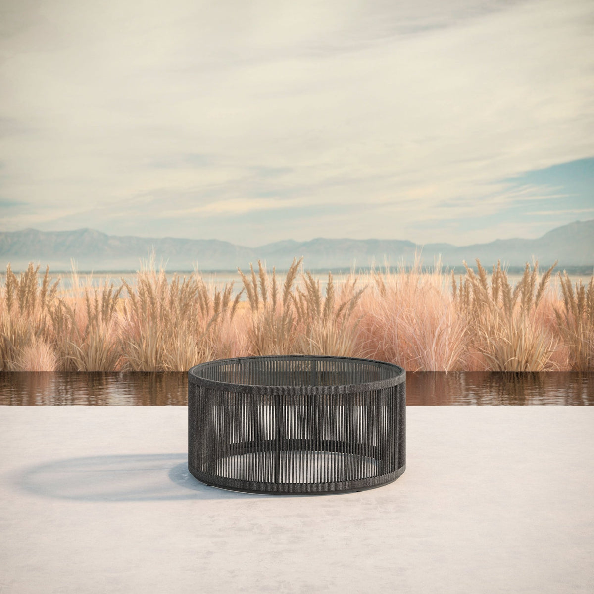 Malta | Round Coffee Table Pebble - Glass Top Coffee Tables Azzurro Living