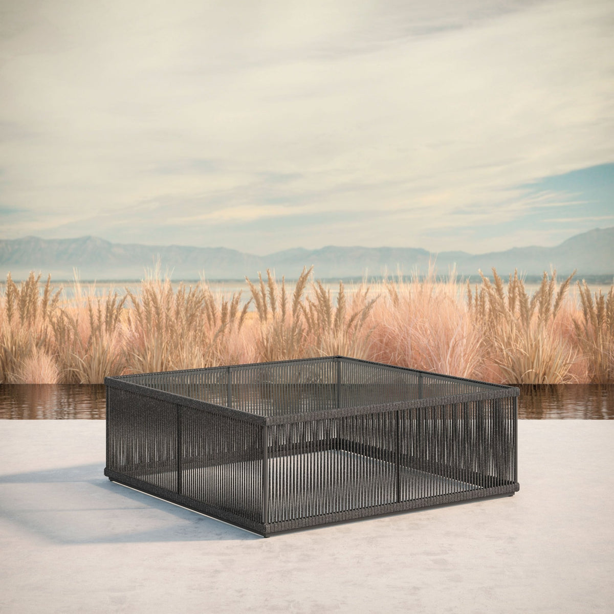 Malta | Square Coffee Table Pebble - Glass Top Coffee Tables Azzurro Living