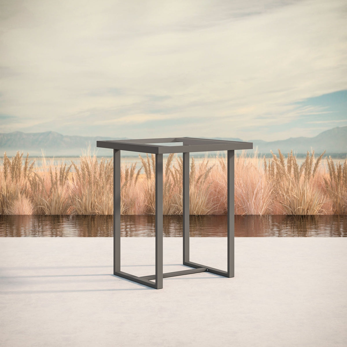 Pavia | 35" Bar Table Charcoal - Glass Top Dining Table-Bar Azzurro Living