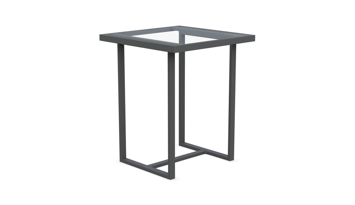 Pavia | 35" Bar Table Charcoal - Glass Top Dining Table-Bar Azzurro Living