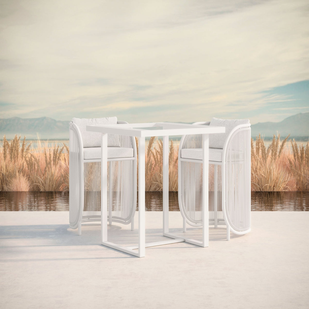 Pavia | 35" Bar Table White - Glass Top Dining Table-Bar Azzurro Living