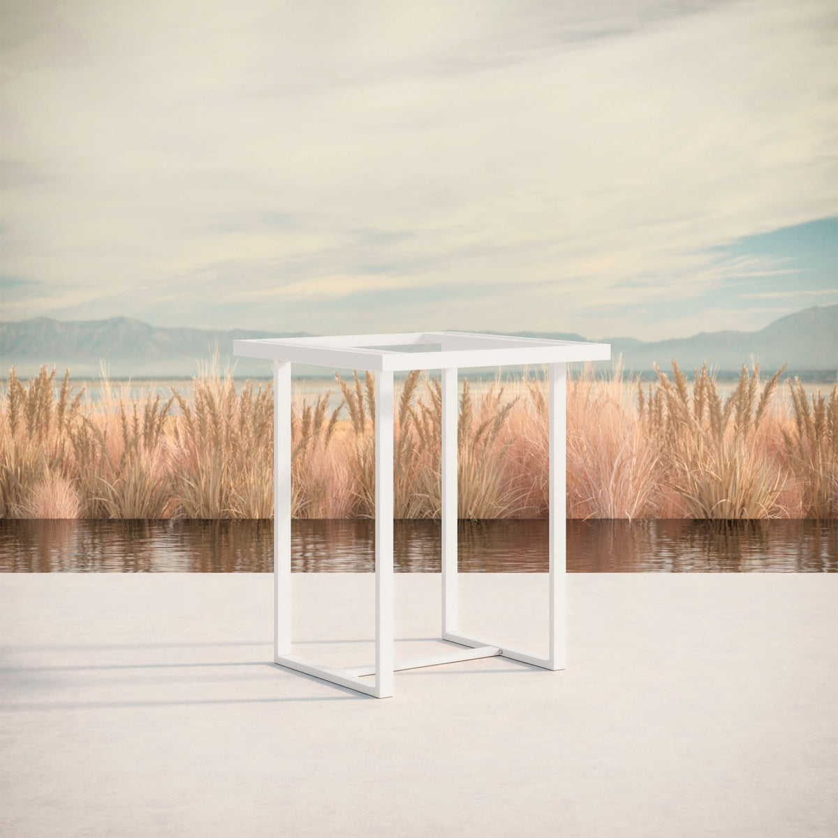 Pavia | 35" Bar Table White - Glass Top Dining Table-Bar Azzurro Living