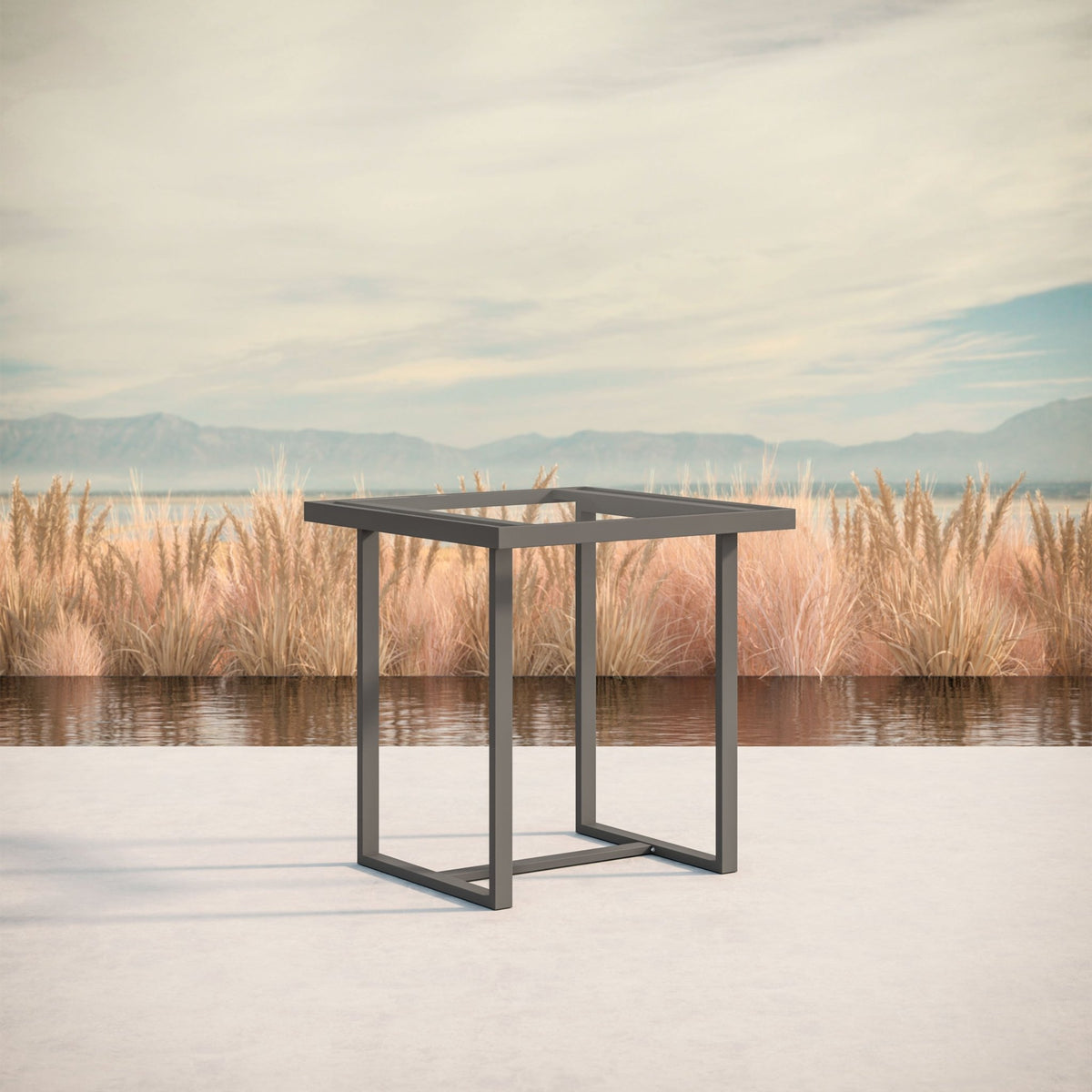 Pavia | 35" Counter Table Charcoal - Glass Top Dining Table-Counter Azzurro Living