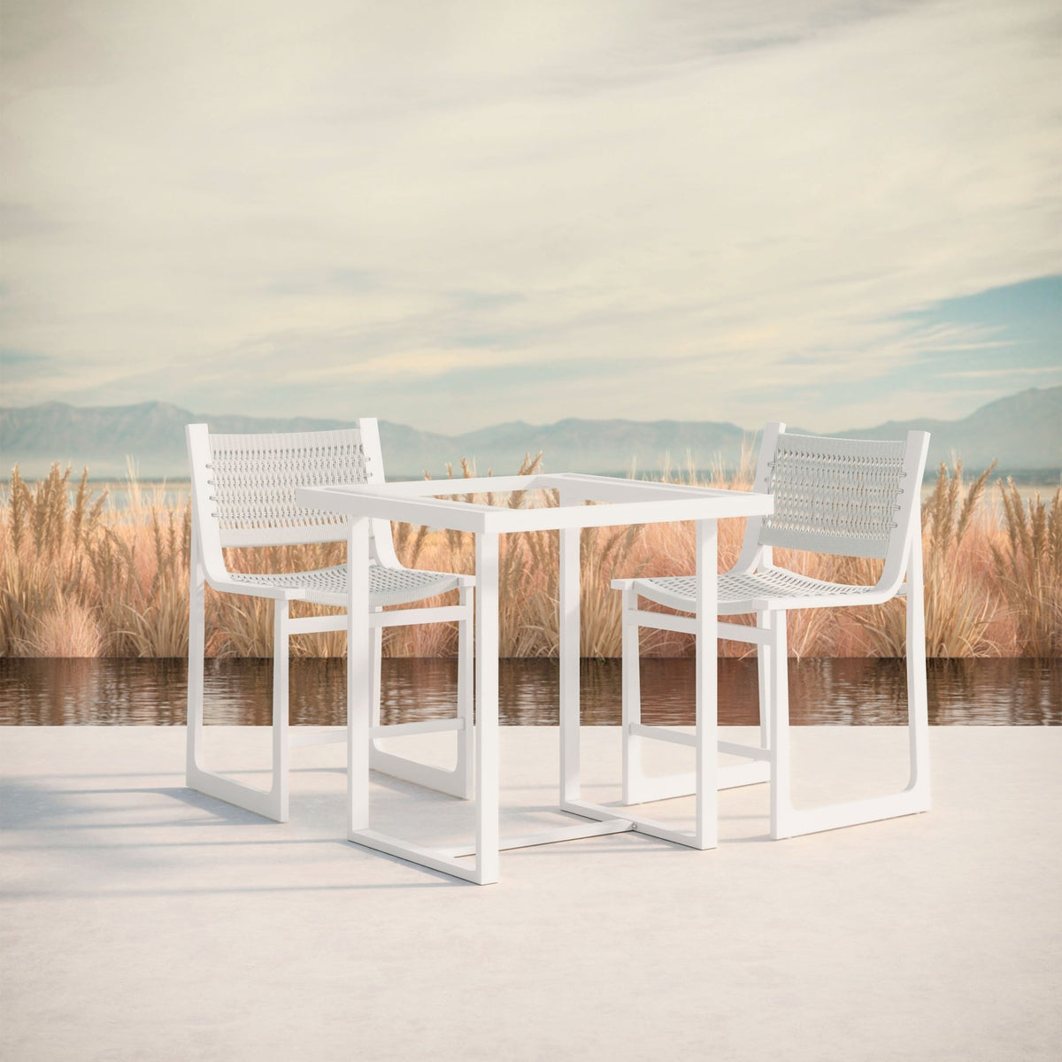 Pavia | 35" Counter Table White - Glass Top Dining Table-Counter Azzurro Living