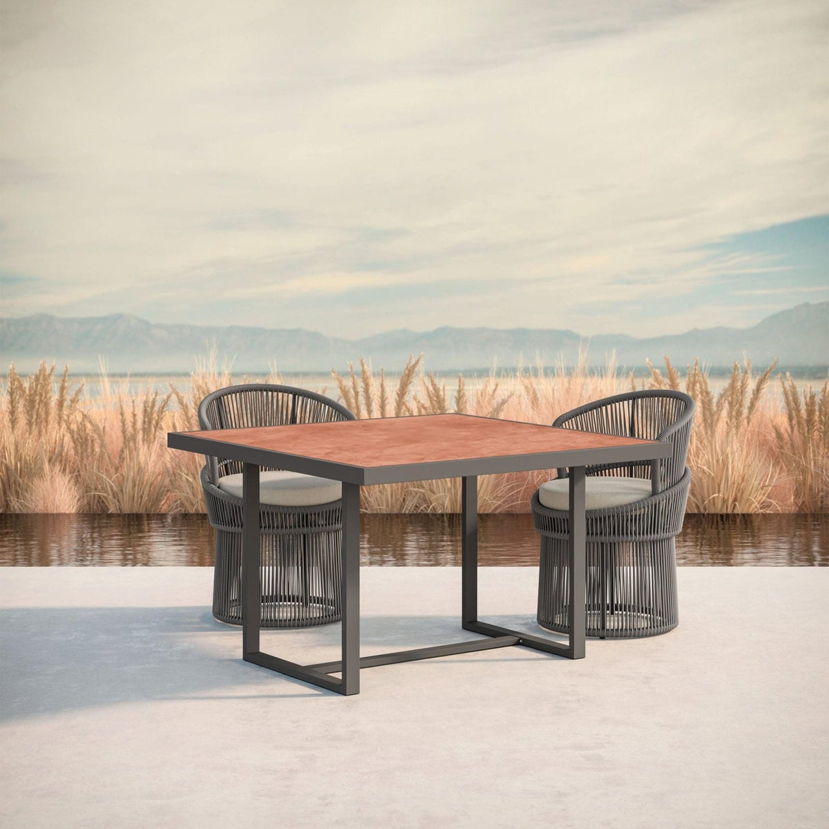Pavia | 48" Dining Table - Charcoal - Dekton Top Dining Tables Azzurro Living