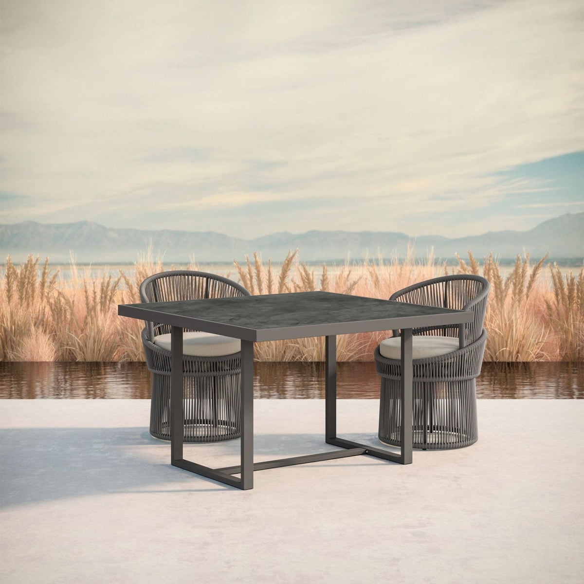 Pavia | 48" Dining Table - Charcoal - Dekton Top Dining Tables Azzurro Living