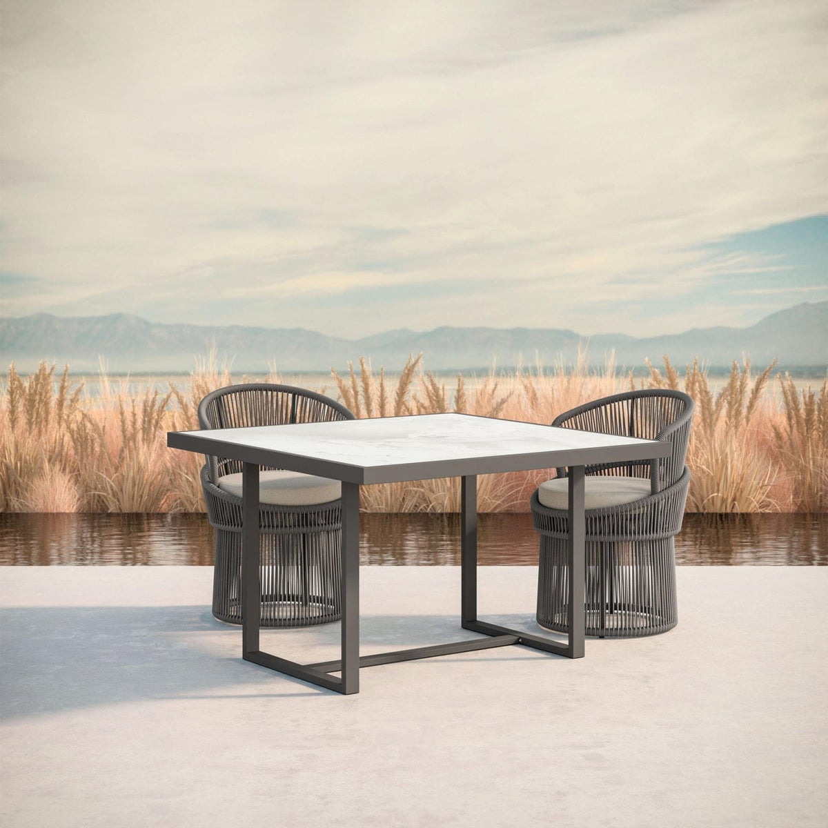 Pavia | 48" Dining Table - Charcoal - Dekton Top Dining Tables Azzurro Living