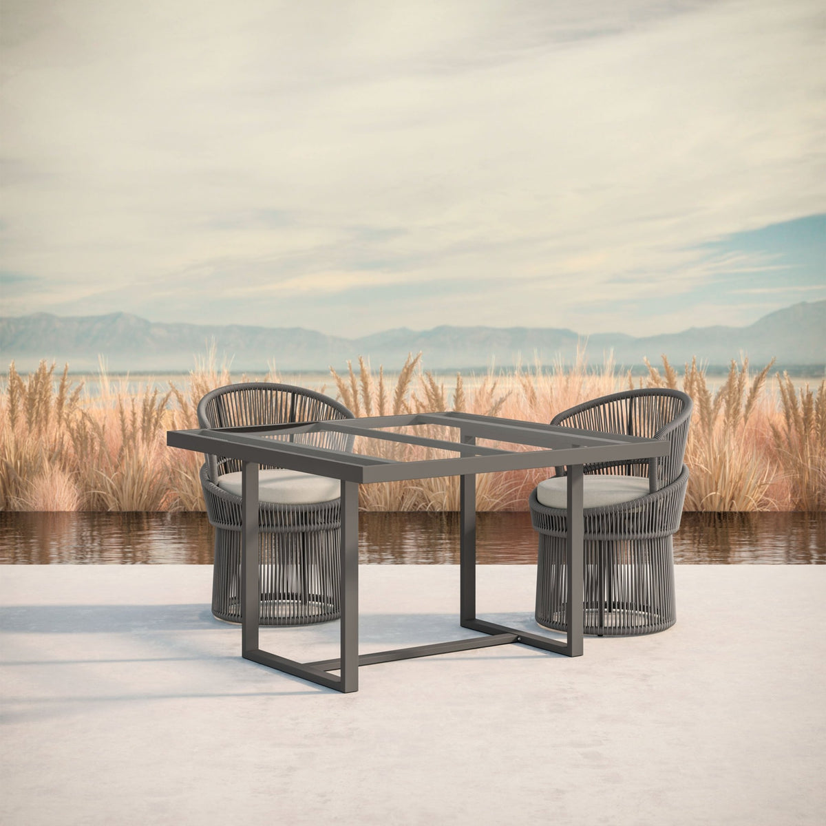 Pavia | 48" Dining Table Charcoal - Glass Top Dining Tables Azzurro Living