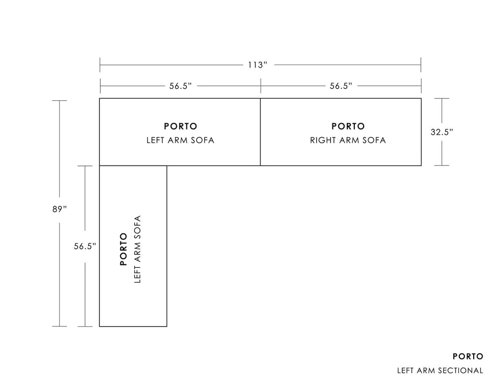Porto Sectional Sofa Left Arm - White - Azzurro LivingAzzurro Living