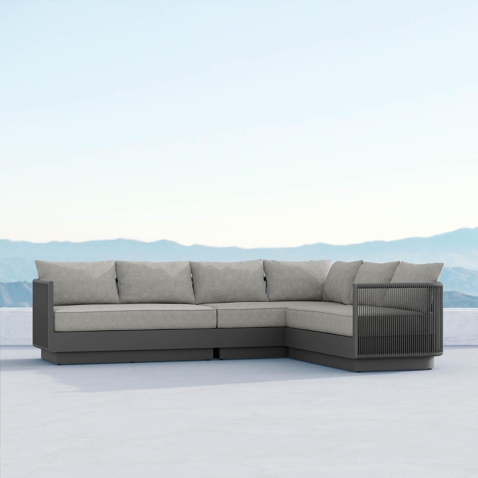Porto Sectional Sofa Right Arm - Charcoal Sectionals Azzurro Living
