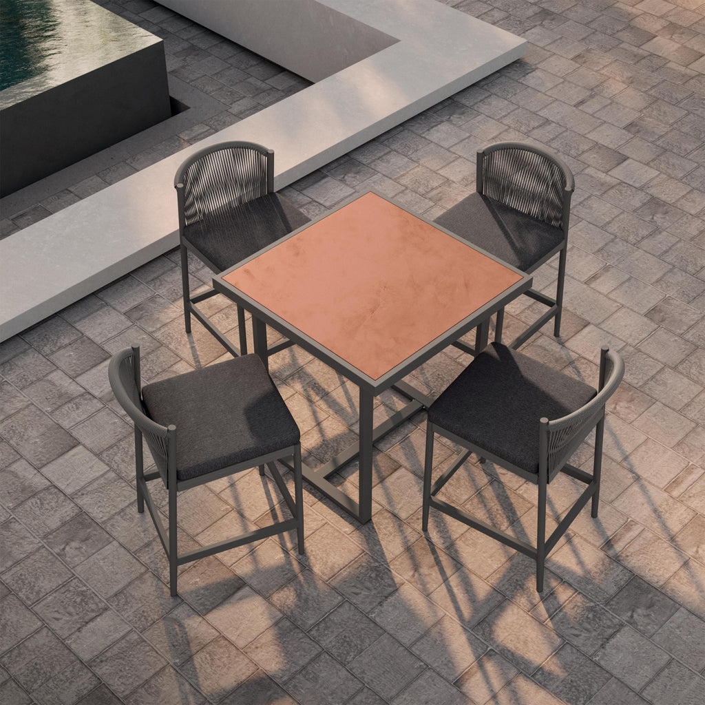 Pavia | 35" Bar Table - Charcoal - Dekton Top Dining Table-Bar Azzurro Living