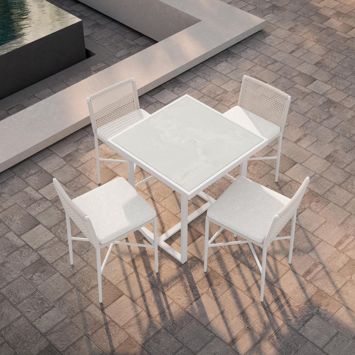 Pavia | 35" Counter Table - White - Dekton Top Dining Table-Counter Azzurro Living