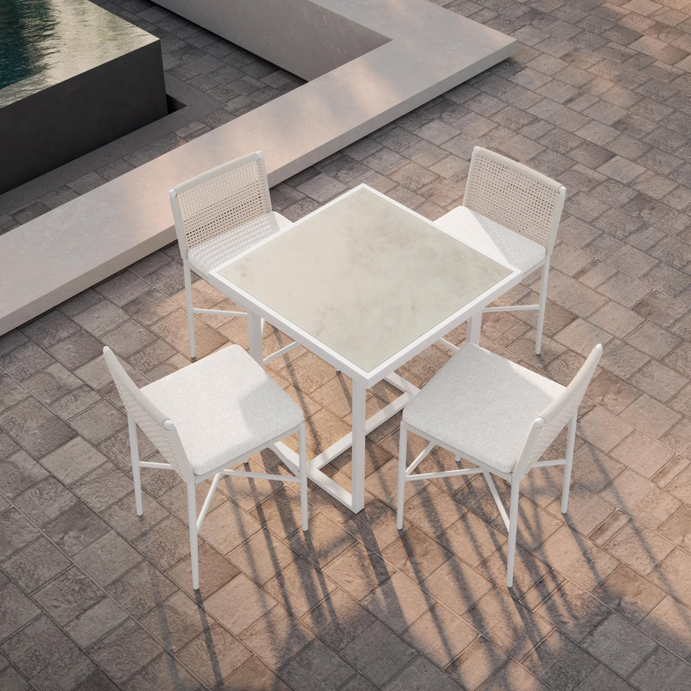 Pavia | 35" Counter Table - White - Dekton Top Dining Table-Counter Azzurro Living