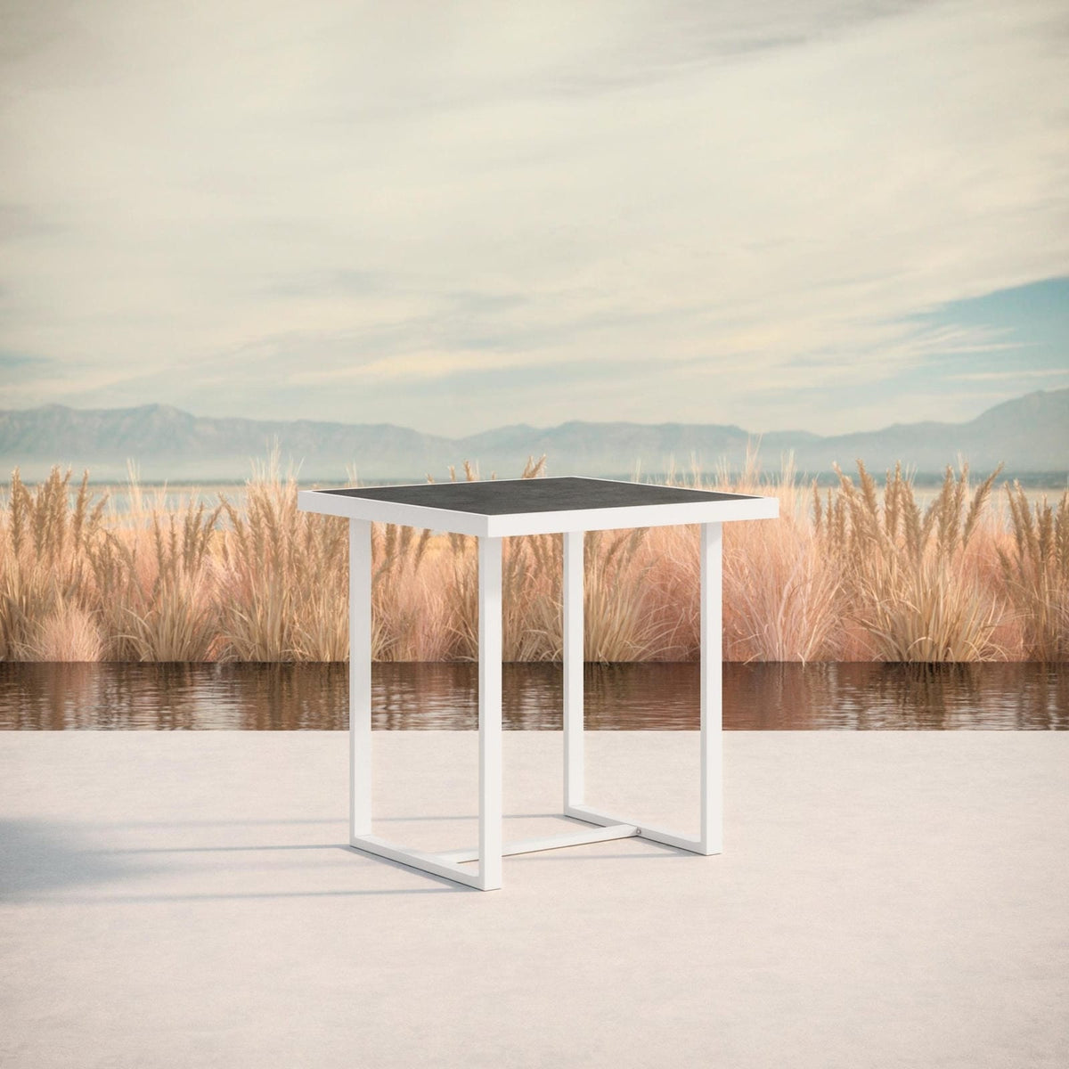 Pavia | 35" Counter Table - White - Dekton Top Dining Table-Counter Azzurro Living
