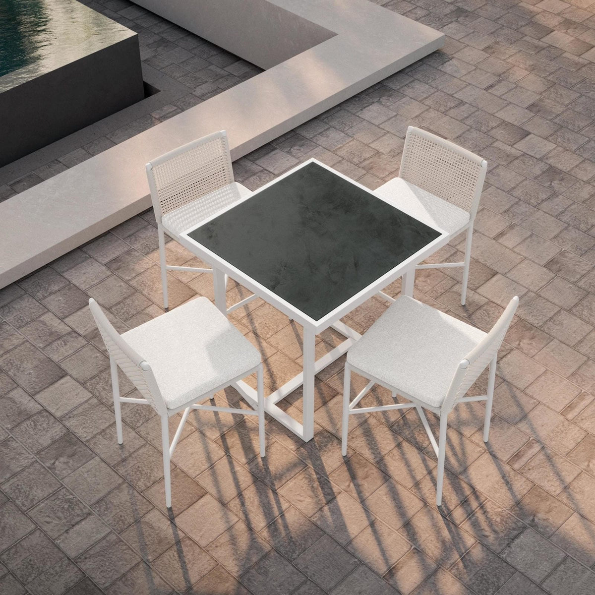 Pavia | 35" Counter Table - White - Dekton Top Dining Table-Counter Azzurro Living