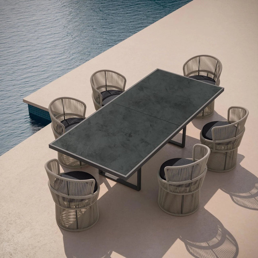Pavia | 96" Dining Table - Charcoal - Dekton Top Dining Tables Azzurro Living
