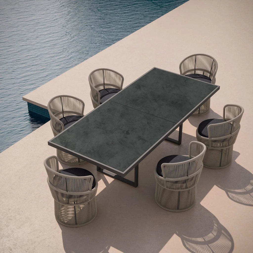 Pavia | 96" Dining Table - Charcoal - Dekton Top Dining Tables Azzurro Living