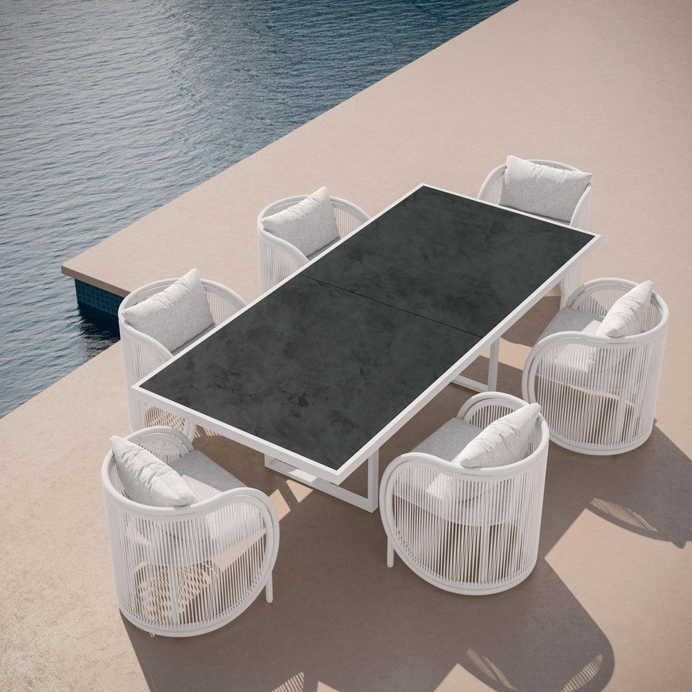 Pavia | 96" Dining Table - White - Dekton Top Dining Tables Azzurro Living