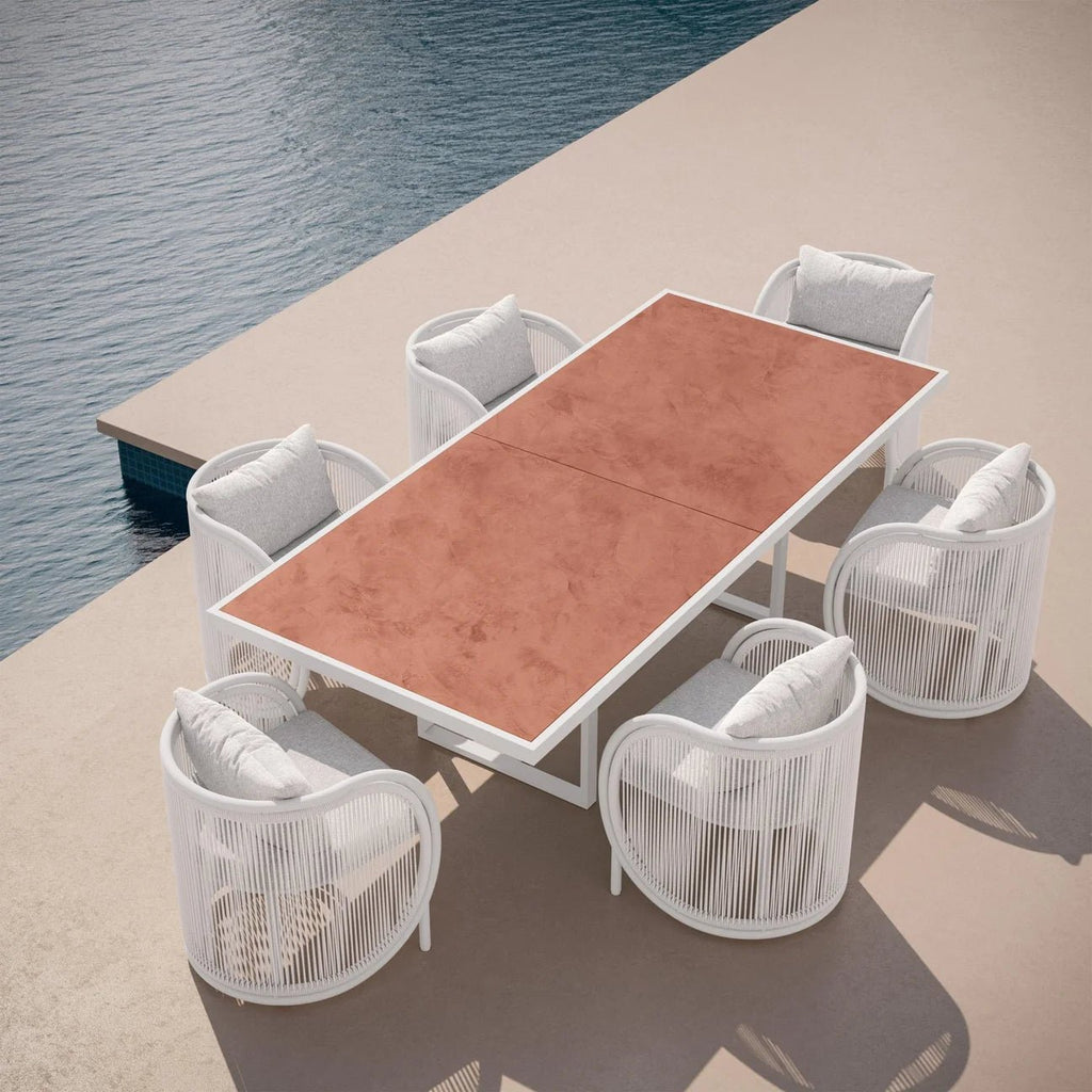 Pavia | 96" Dining Table - White - Dekton Top Dining Tables Azzurro Living