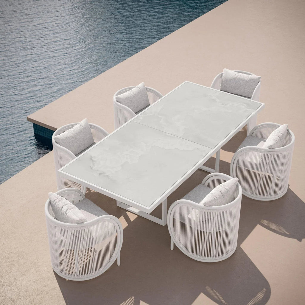Pavia | 96" Dining Table - White - Dekton Top Dining Tables Azzurro Living